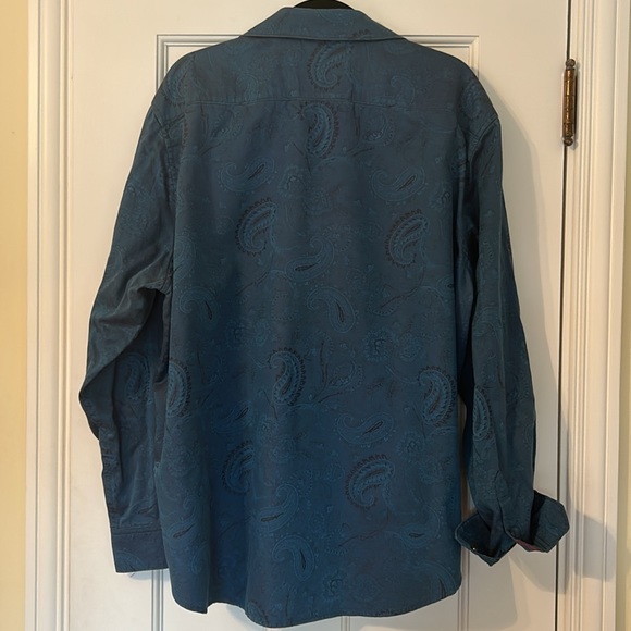 Robert Graham 3XL Classic Fit Turquoise Paisley button down shirt - Picture 6 of 14